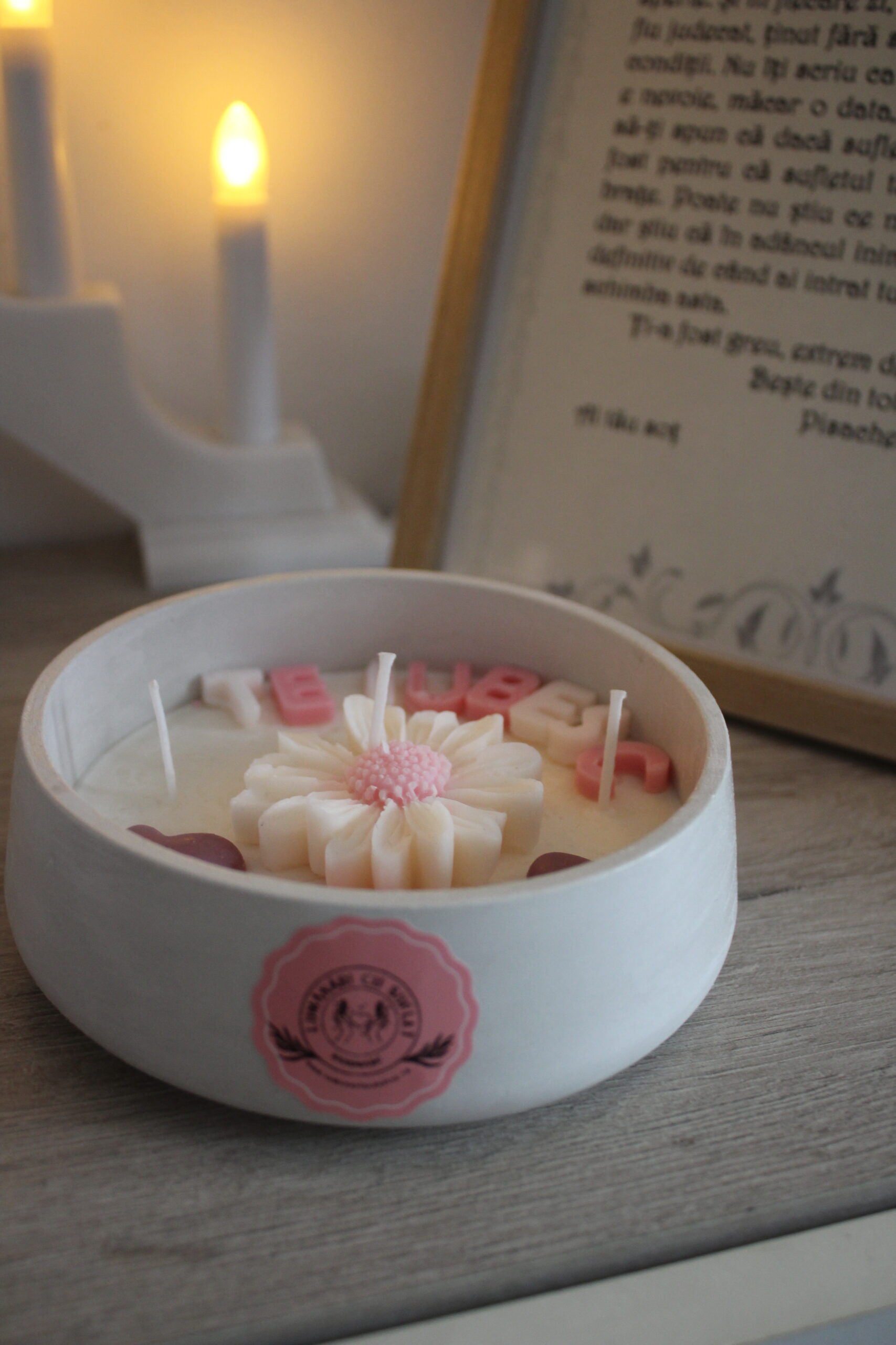 Lumanare 'Te iubesc' in vas ceramic - imagine 3